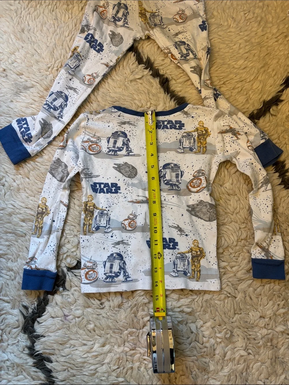 Star Wars White and Blue Kids Pajama Set with Character Prints